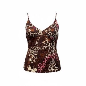 Mint Brown and Pink Geometric Top